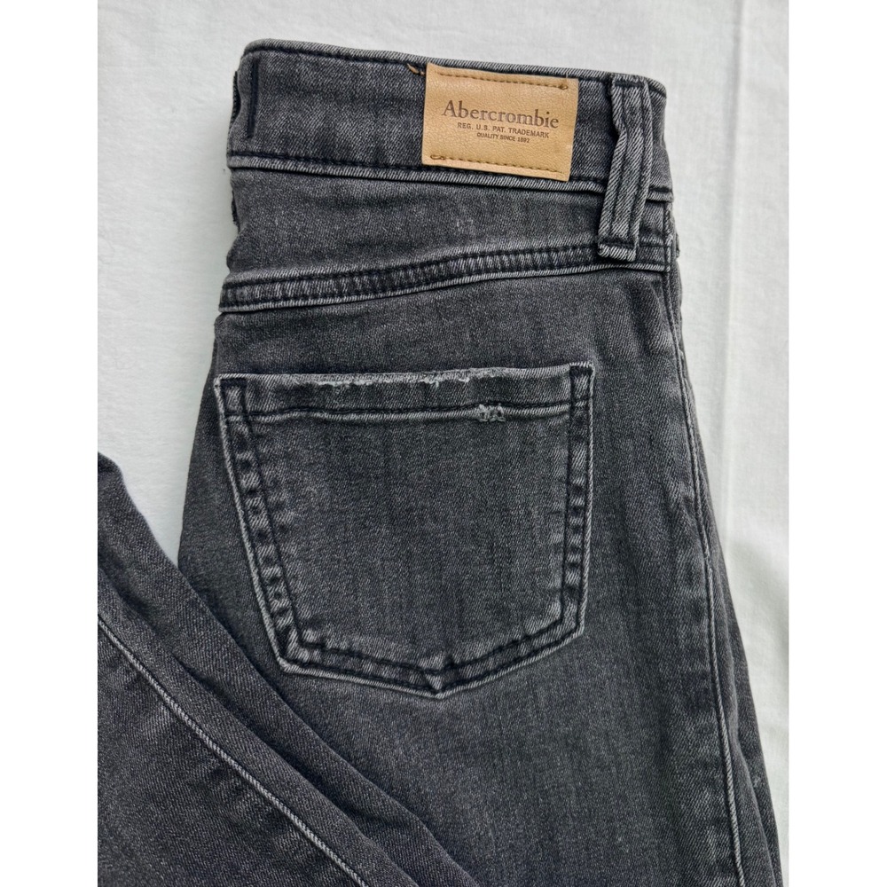 Abercrombie Kids High Rise Wide Leg Jeans Black Size 11/12 Regular Distressed - Picture 2 of 16